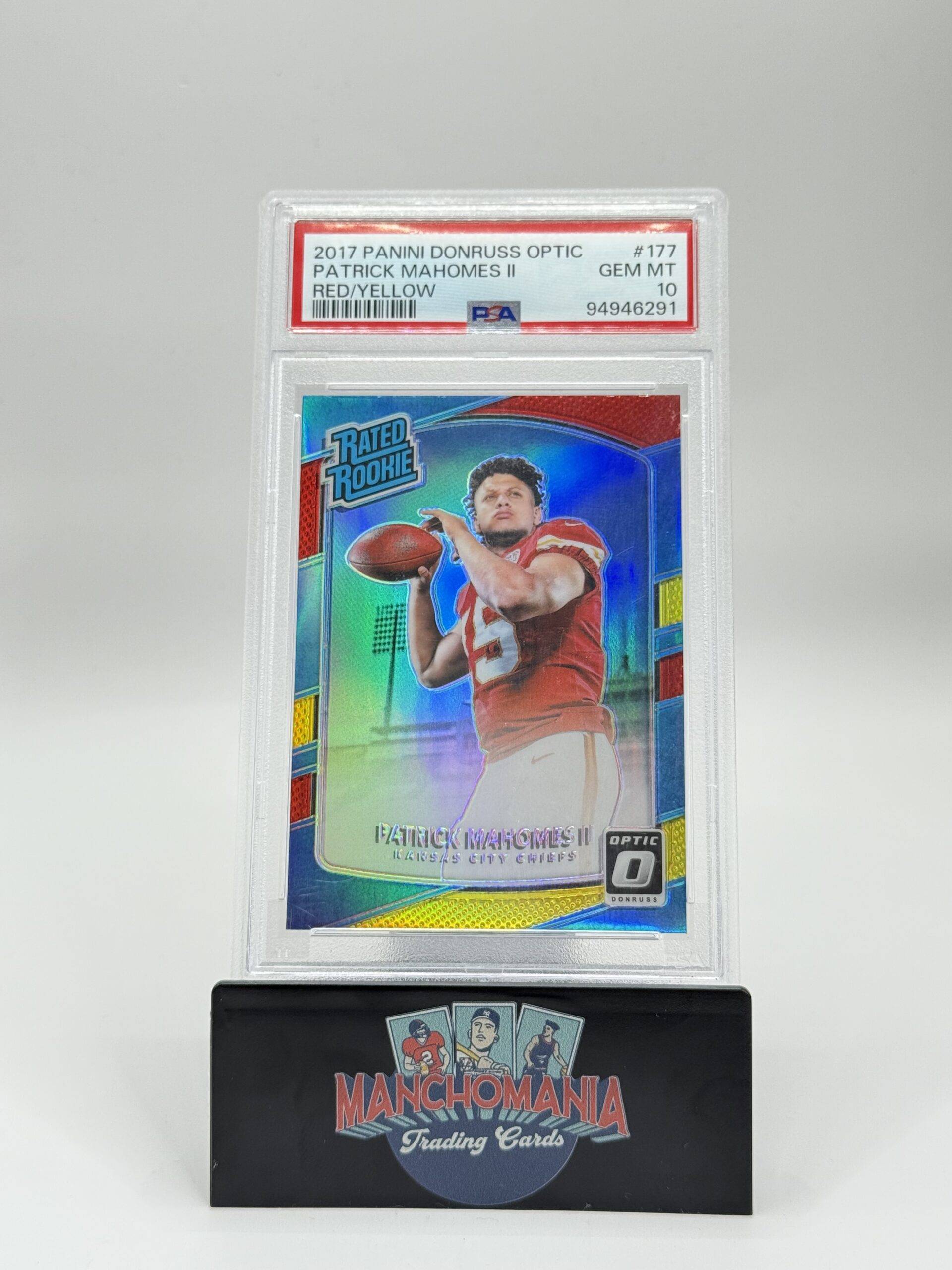 2017 Donruss Optic Rated Rookie Red/Yellow Patrick Mahomes II RC image 0