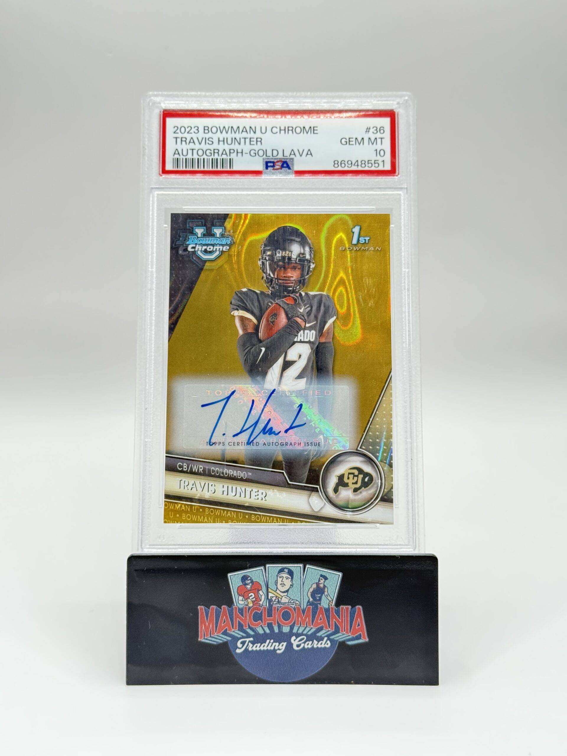 2023 1st Bowman U Chrome Gold Lava Auto Travis Hunter image 0
