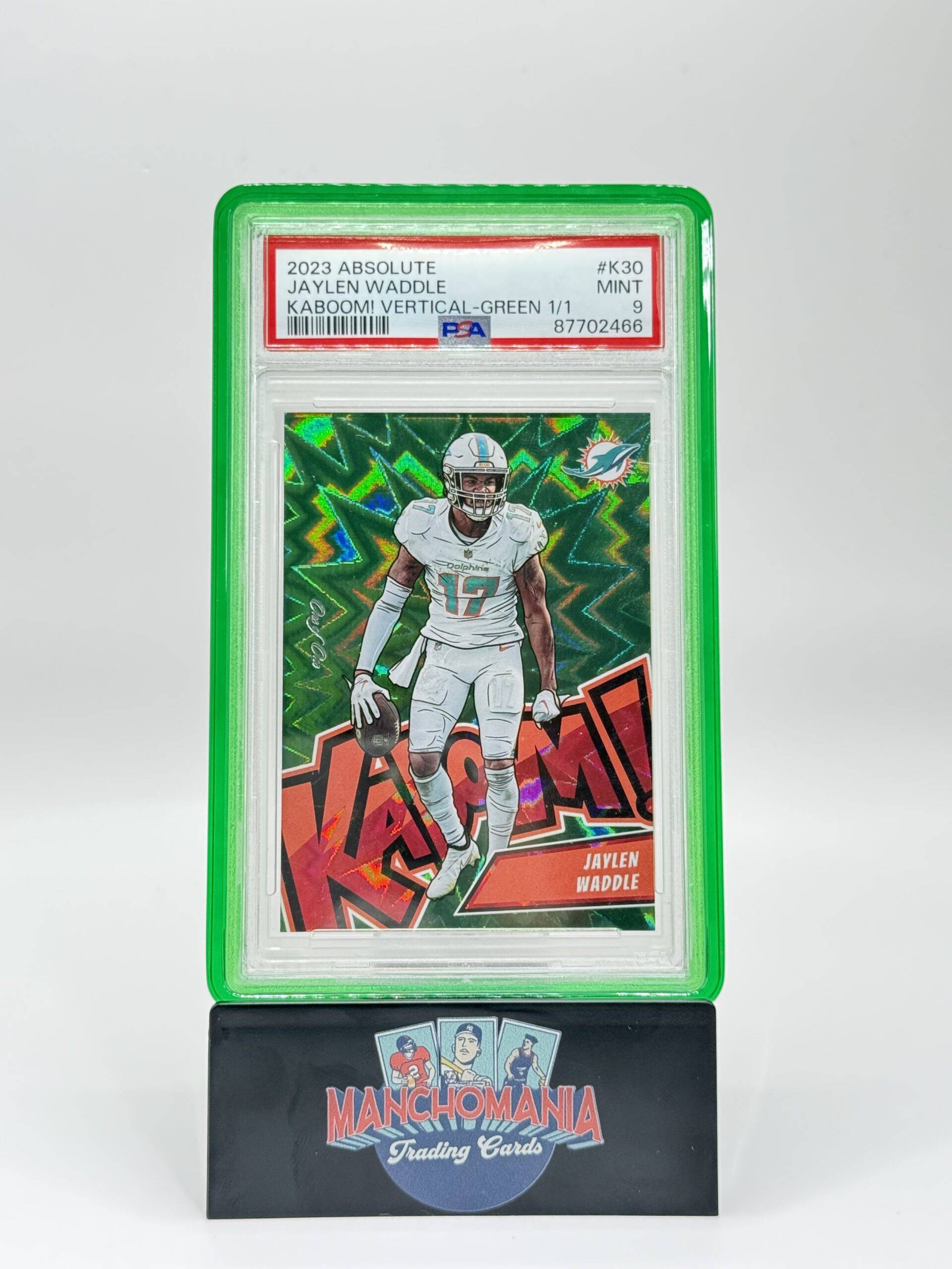 2023 1/1 Vertical Green Kaboom Jaylen Waddle image 0